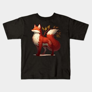 Cute adorable fox spirit in autumn colors Kids T-Shirt